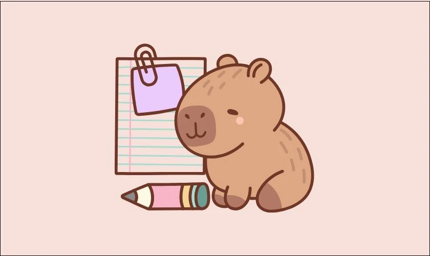 Capybara v&agrave; giấy ghi ch&uacute;