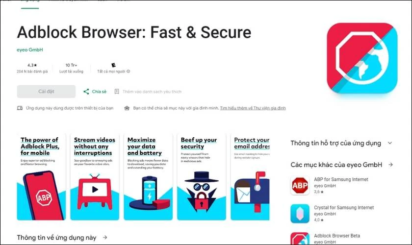App Adblock Plus chặn quảng c&aacute;o Youtube tr&ecirc;n điện thoại