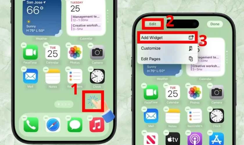 Cách ghim widget đếm ngược ngày Tết ra màn hình điện thoại iPhone