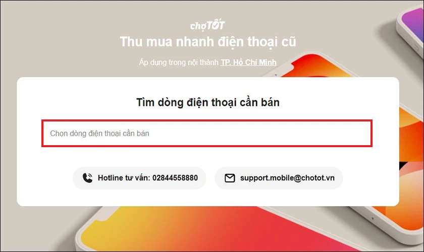 Nhập tên vào ô Chọn dòng điện thoại cần bán