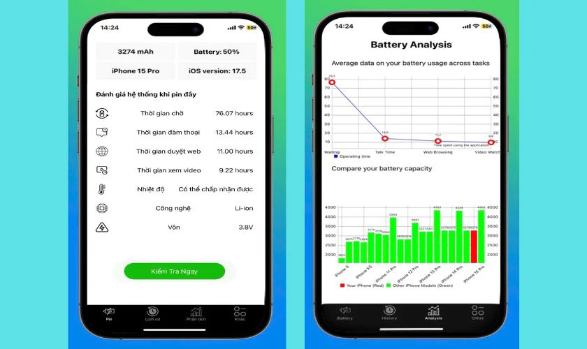 App kiểm tra pin Battery Testing Master