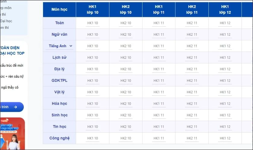 HOCMAI Hướng nghiệp có công cụ xét tốt nghiệp THPT