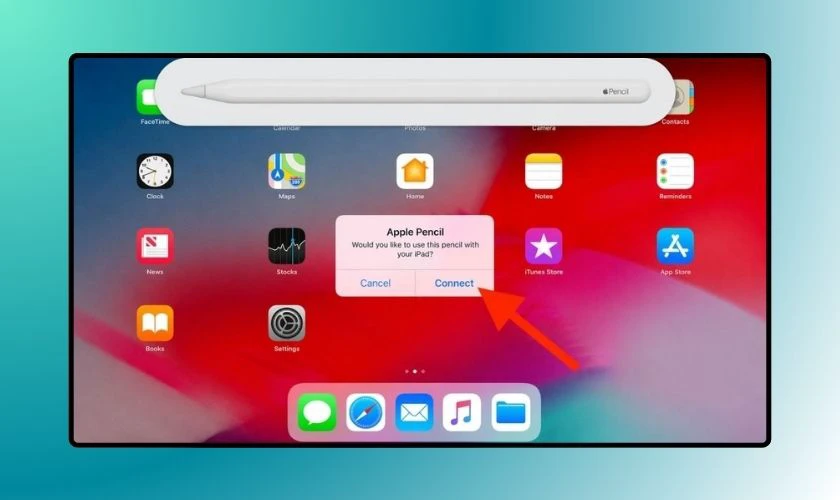 Gắn Apple Pencil 2 vào đúng đầu nối, chọn ghép đôi để kết nối lại bút với iPad