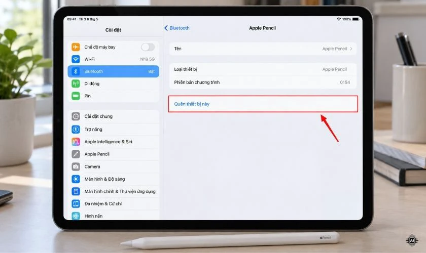 Nếu lỗi vẫn còn, vào danh sách thiết bị Bluetooth, chọn Apple Pencil và Quên thiết bị