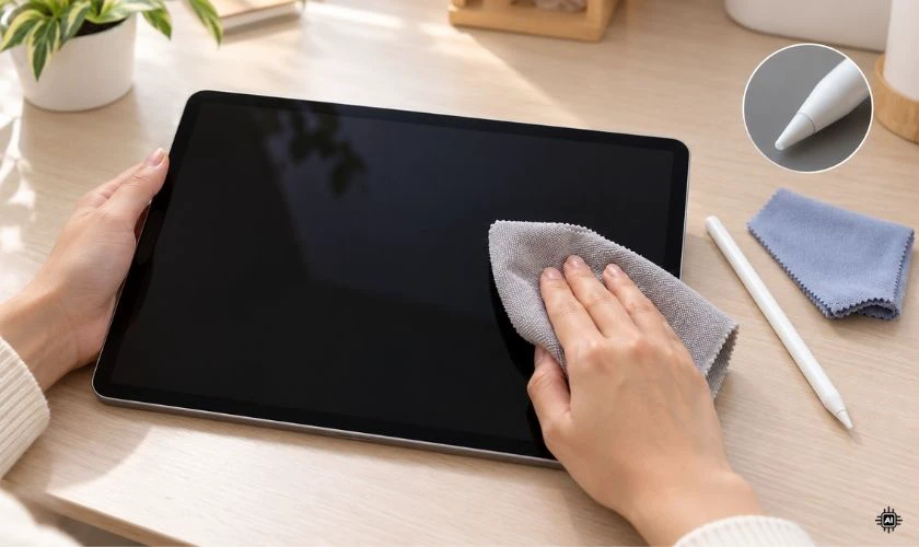 Vệ sinh đầu bút, màn hình và kiểm tra miếng dán
