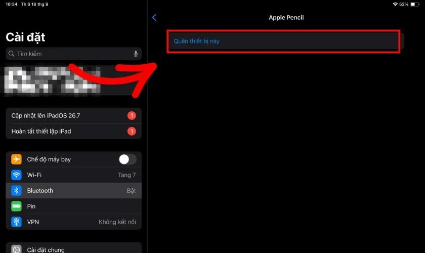 Quên Apple Pencil và ghép đôi lại từ đầu