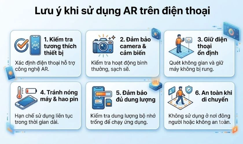 Lưu ý khi sử dụng AR trên điện thoại