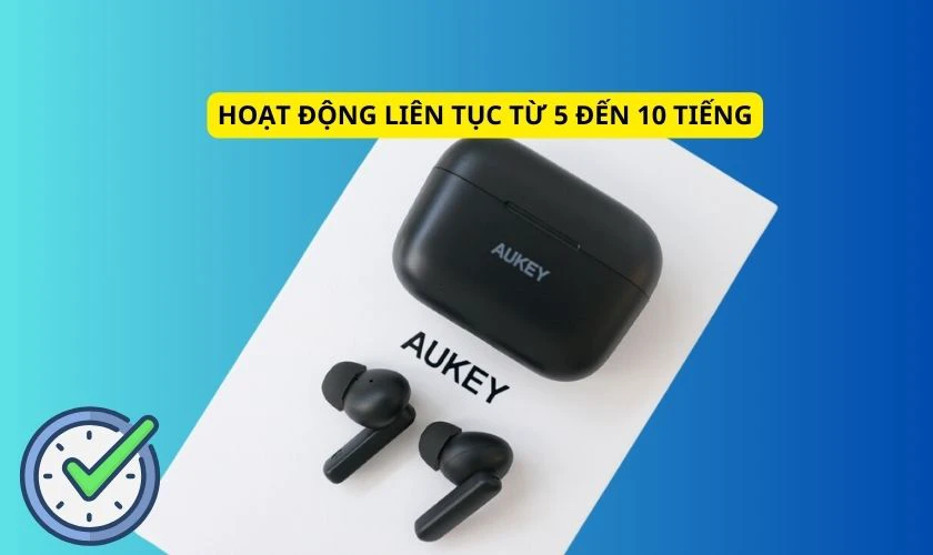 Tai nghe Aukey c&oacute; thể hoạt động li&ecirc;n tục từ 5 đến 10 tiếng