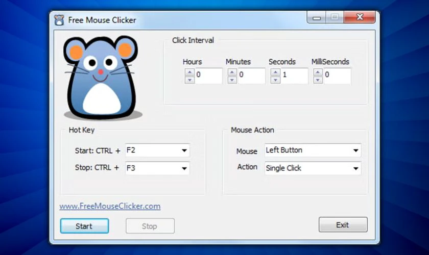 Free Mouse Clicker cung cấp t&iacute;nh năng tự động click chuột với tốc độ cực nhanh