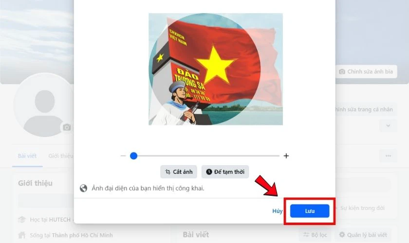 Cuối cùng, bạn bấm lưu hình ảnh vừa được tải lên