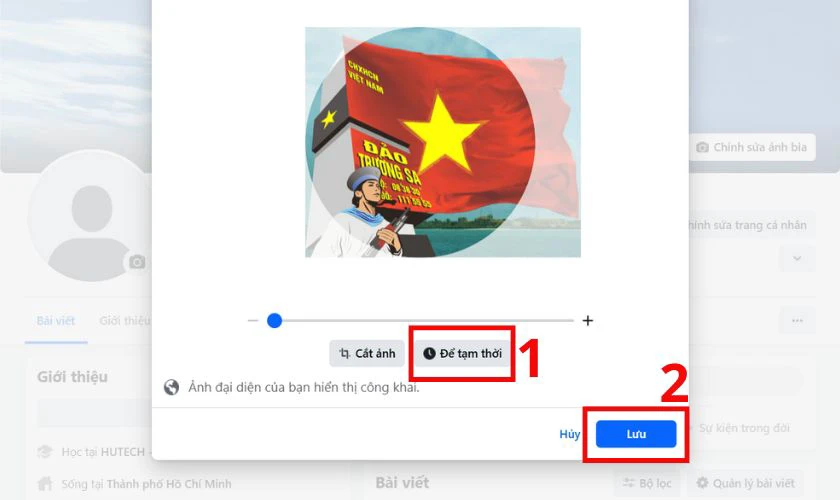 Bạn có thể đặt avatar 30/4 với tùy chọn tạm thời trên Facebook