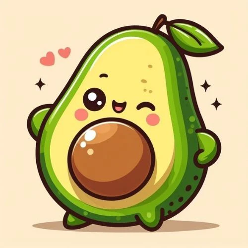 Avatar quả bơ cute, đ&aacute;ng y&ecirc;u m&agrave;u xanh