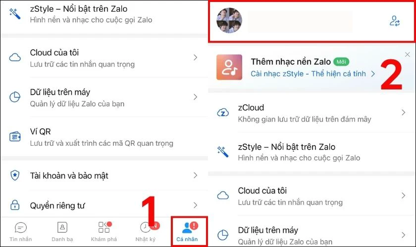 Mở ứng dụng v&agrave; nhấn v&agrave;o tab C&aacute; nh&acirc;n ở g&oacute;c phải m&agrave;n h&igrave;nh rồi chọn t&ecirc;n của m&igrave;nh
