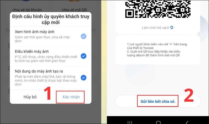 Bạn chọn v&agrave;o X&aacute;c nhận sau đ&oacute; chọn Gửi li&ecirc;n kết chia sẻ