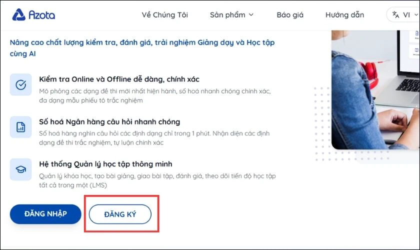 Cách đăng ký cho học sinh trên máy tính