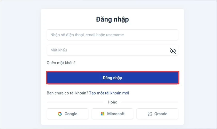 Nhấn nút Đăng nhập