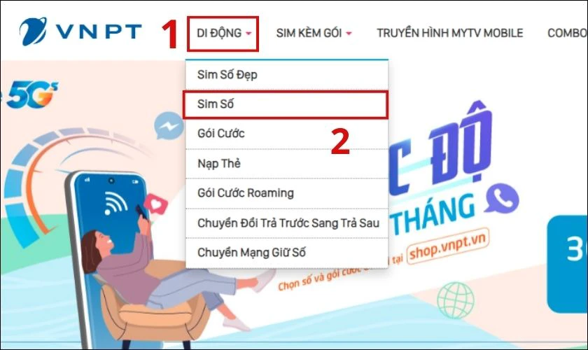 Mua Online tại nh&agrave; qua trang Website nh&agrave; mạng VinaPhone