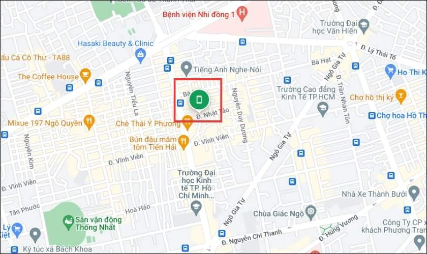 X&aacute;c định vị tr&iacute; của điện thoại tr&ecirc;n bản đồ 