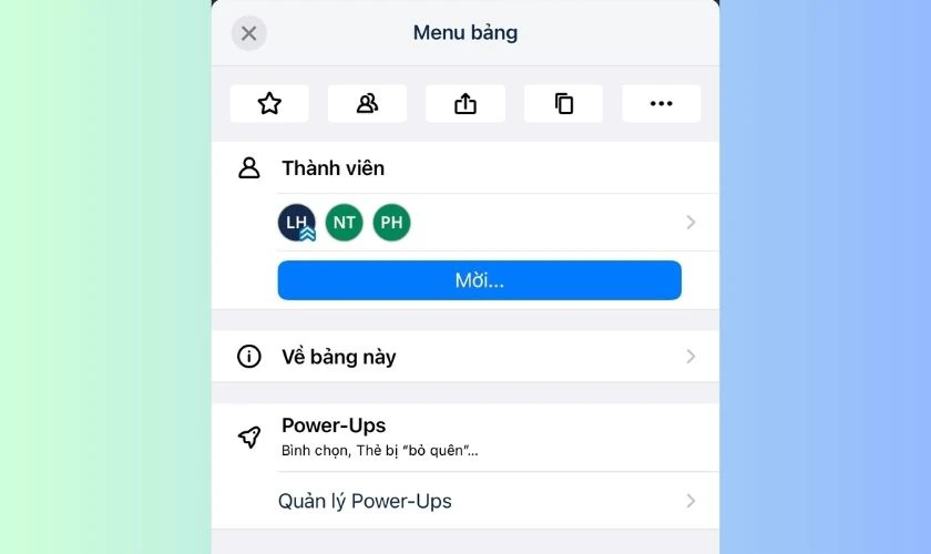 Menu bảng trong Trello l&agrave; g&igrave;