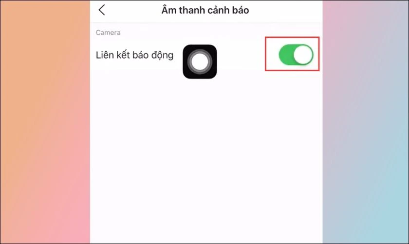 Tại mục Li&ecirc;n kết b&aacute;o động bạn k&eacute;o c&ocirc;ng tắc sang b&ecirc;n phải để bật t&iacute;nh năng n&agrave;y l&ecirc;n