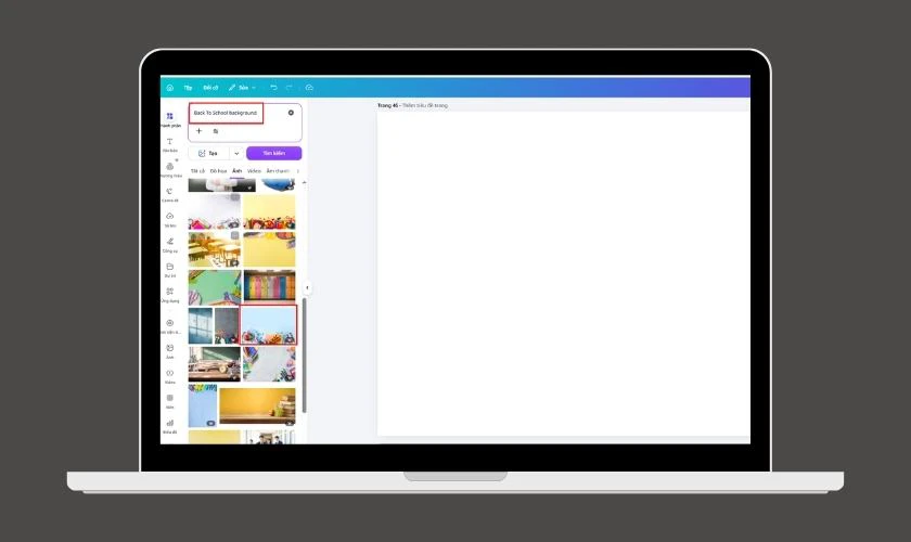 Bước 2: Tìm mẫu Background mùa tựu trường