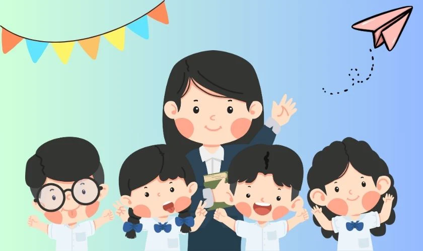 Back To School background chủ đề thầy c&ocirc;