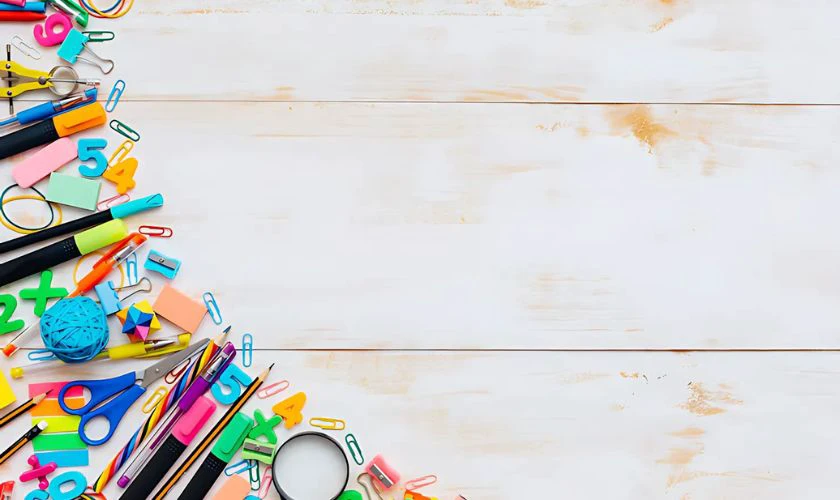 Back To School background về đồ d&ugrave;ng học tập