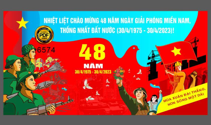 Backdrop 30/4 1/5 đẹp HD