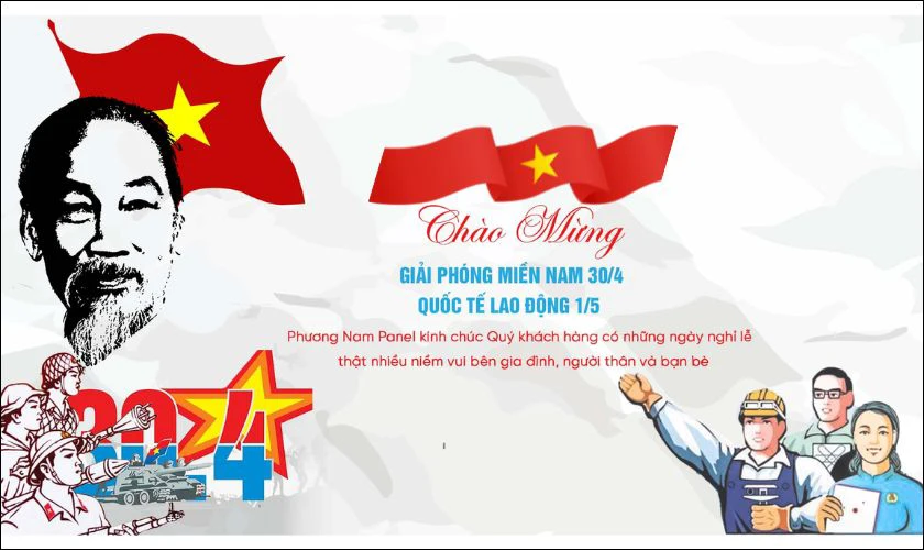 Backdrop 30/4 1/5 mới màu trắng