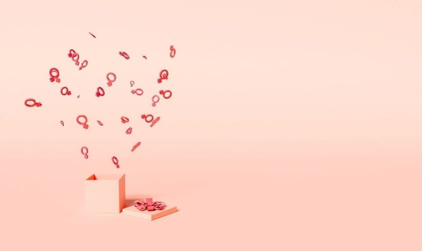 Backdrop 8/3 chủ đề hộp quà tặng đơn giản