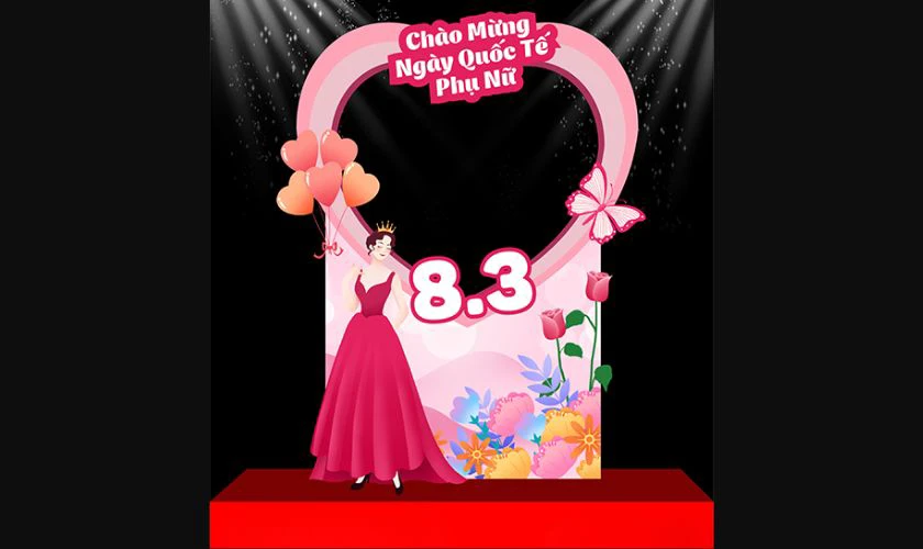 Backdrop 8/3 chủ đề phụ nữ đơn giản