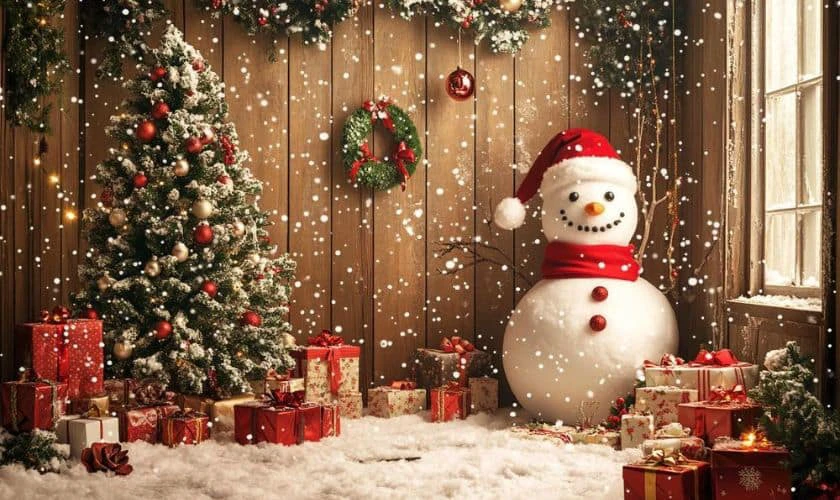 Backdrop Giáng sinh chủ đề người tuyết mới