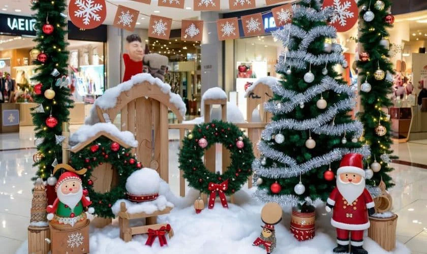Backdrop Giáng sinh chủ đề cây thông Noel đẹp mới