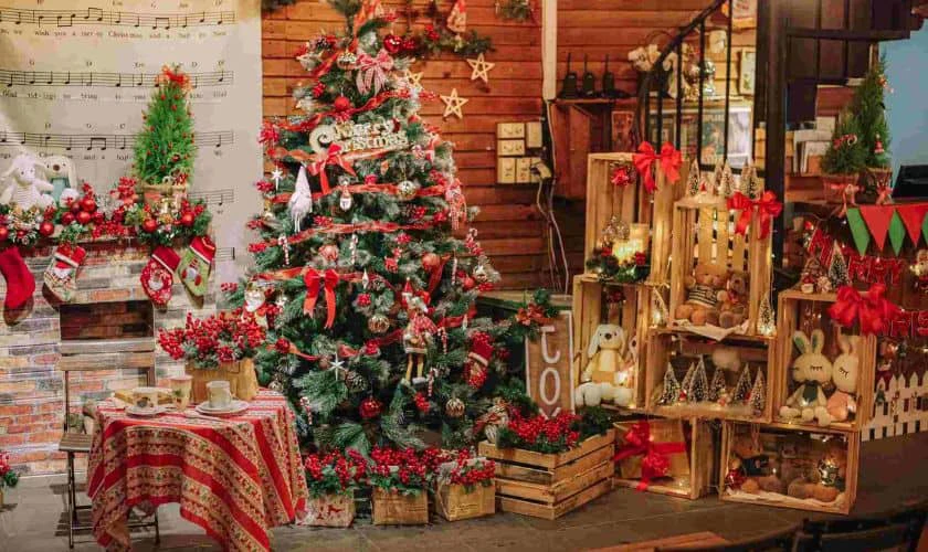 Backdrop Noel chụp hình cho quán cà phê ấn tượng