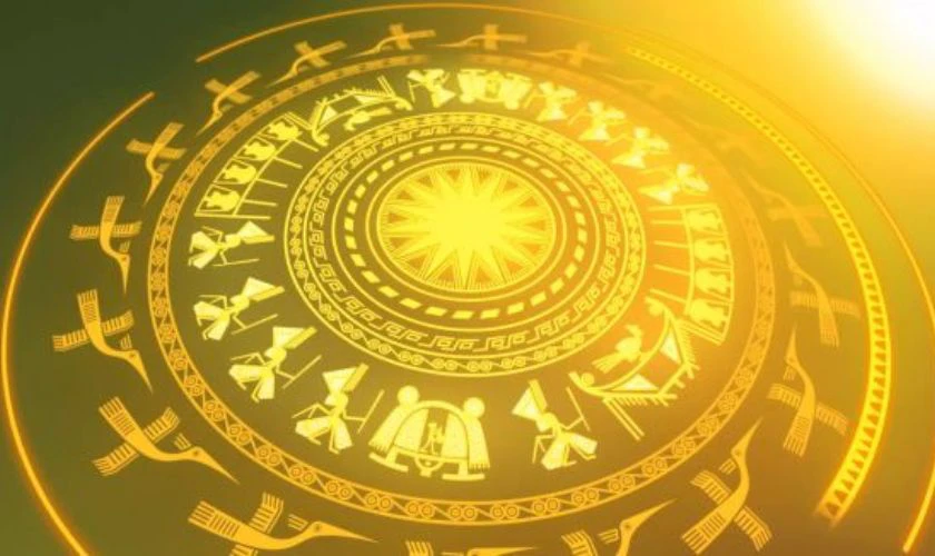 Background Giỗ tổ Hùng Vương có hình trống đồng mới
