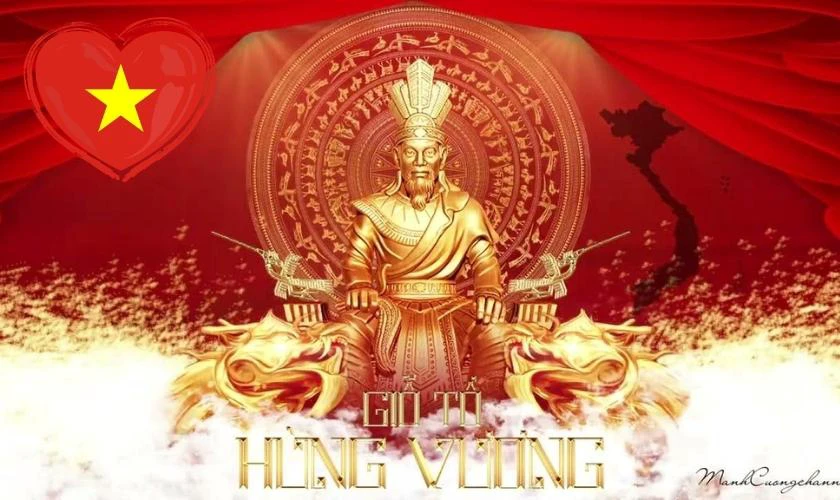 Ảnh nền Giỗ tổ cờ Việt Nam tung bay