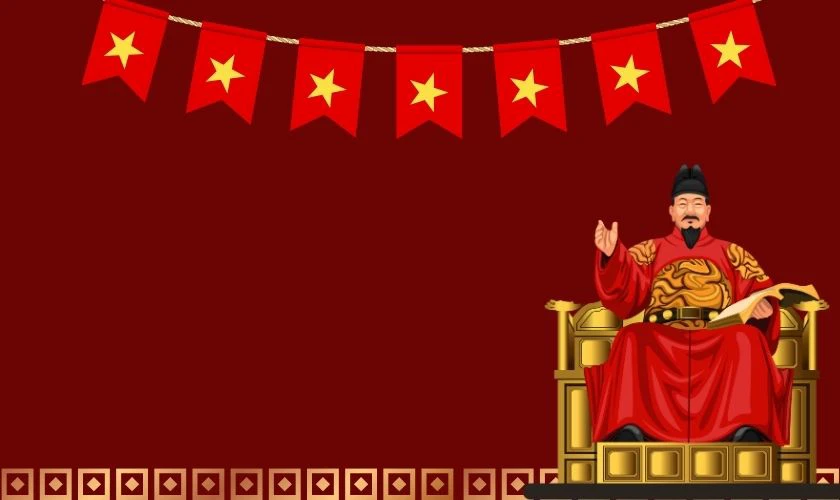 Background Giỗ tổ Hùng Vương 2025 có hình Vua Hùng