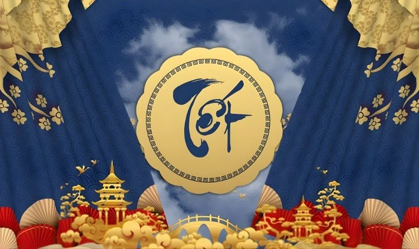 Background Tết màu xanh dương