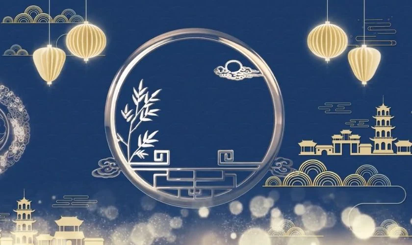 Background Tết 2026 màu xanh dương đẹp
