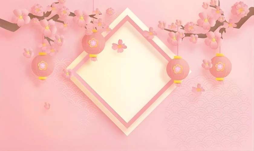 Background Tết màu hồng ngọt ngào