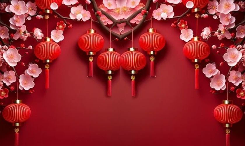 Mẫu background hoa đào Tết đẹp