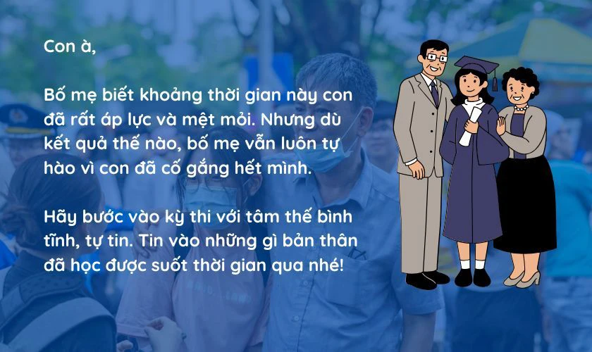 Bài viết về tiếp sức mùa thi của bố mẹ gửi các con