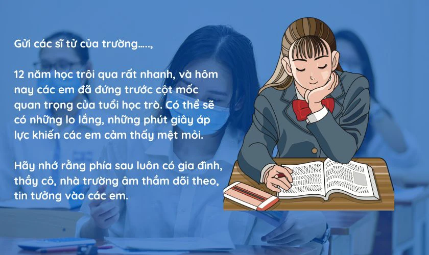 Bài viết về tiếp sức mùa thi của Hiệu trưởng nhà trường