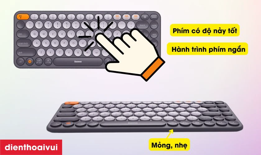 B&agrave;n ph&iacute;m Bluetooth Baseus K01A c&oacute; thiết kế nhỏ gọn