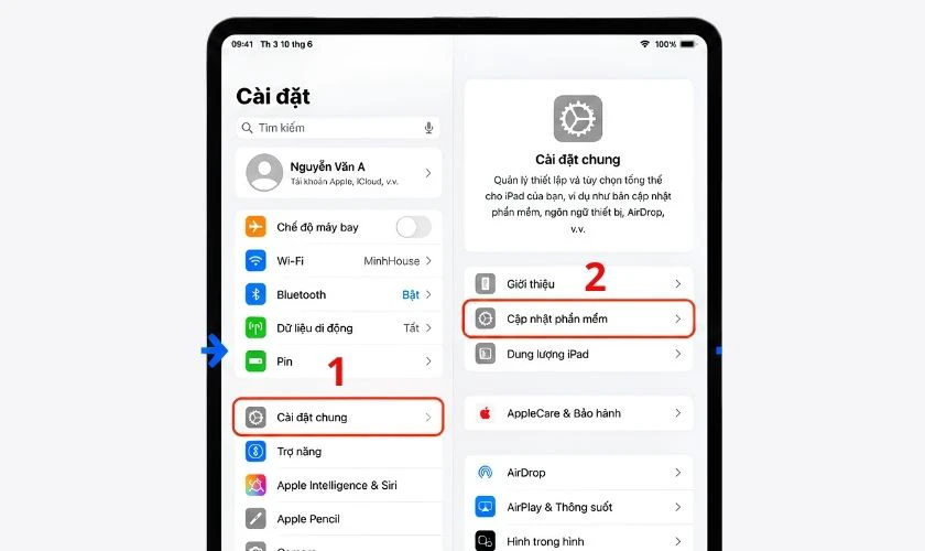 Cập nhật iPadOS khi bàn phím không tương thích