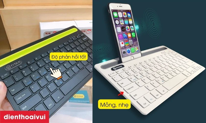 B&agrave;n ph&iacute;m Bluetooth Titan KB02 c&oacute; kiểu d&aacute;ng tối giản