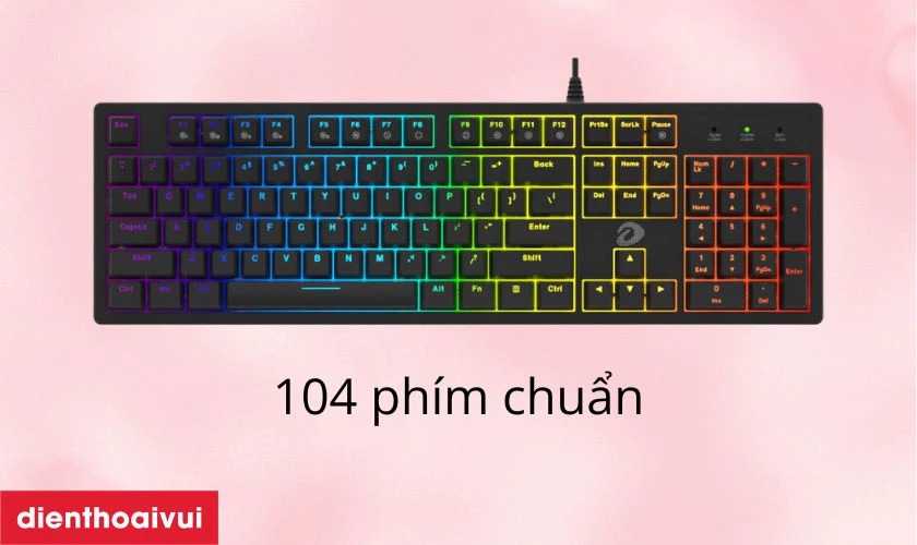 B&agrave;n ph&iacute;m cơ c&oacute; d&acirc;y Dareu Ek1280S V2 Multi Led đen c&oacute; đ&egrave;n LED bắt mắt