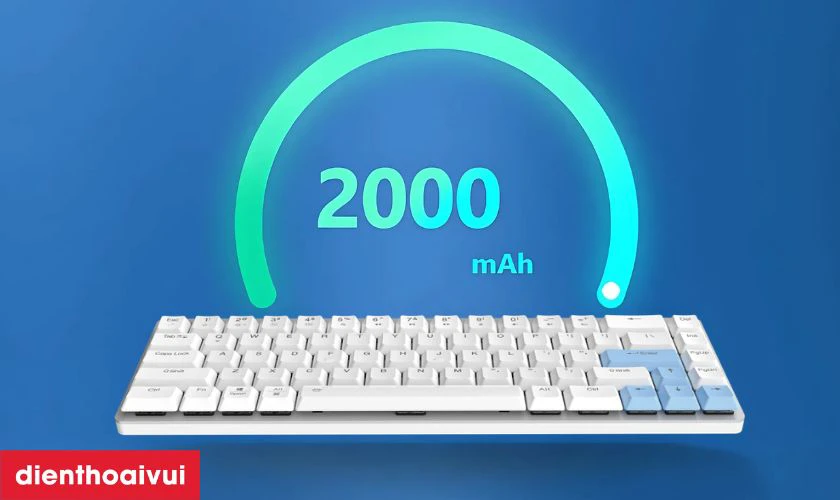 Bàn phím cơ không dây Dareu EK868 trắng được trang bị pin Li-Ion 2000mAh