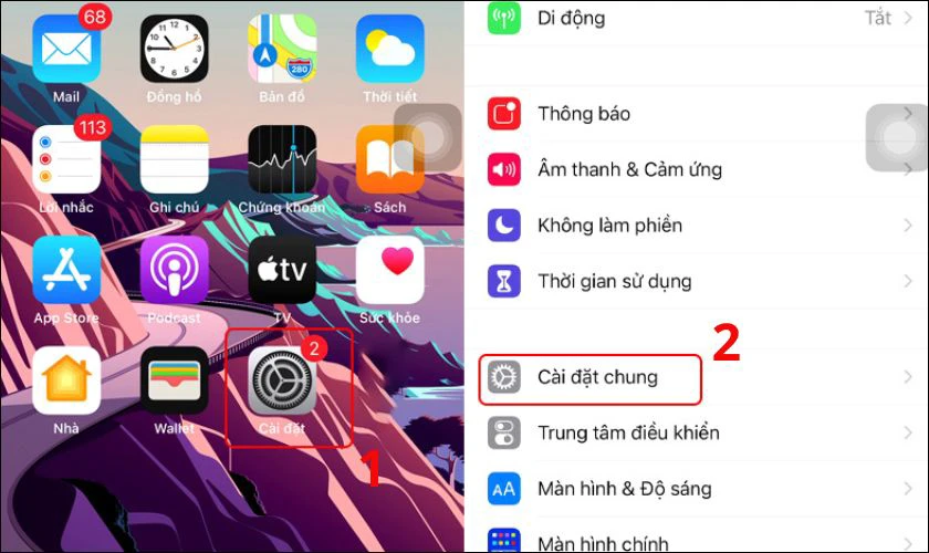 Truy cập vào cài đặt chung để thiết lập bàn phím điện thoại