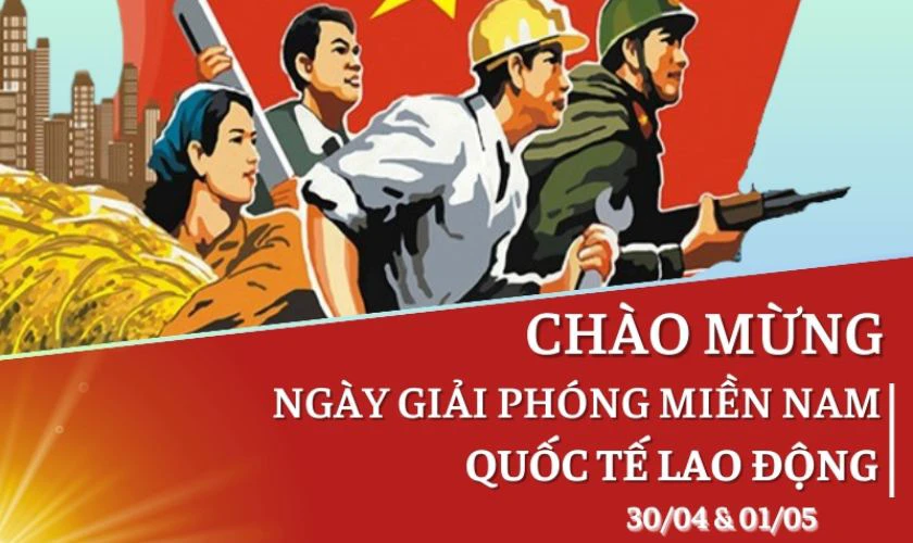 Băng rôn chào mừng 30/4 và 1/5 năm 2025 miễn phí